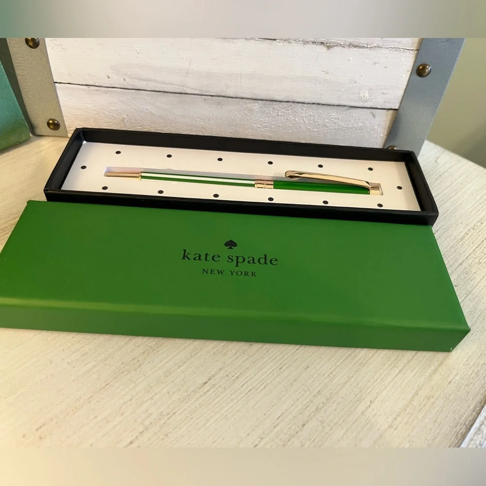 Kate Spade Green Pastry Stripe  Ballpoint Pen NWT